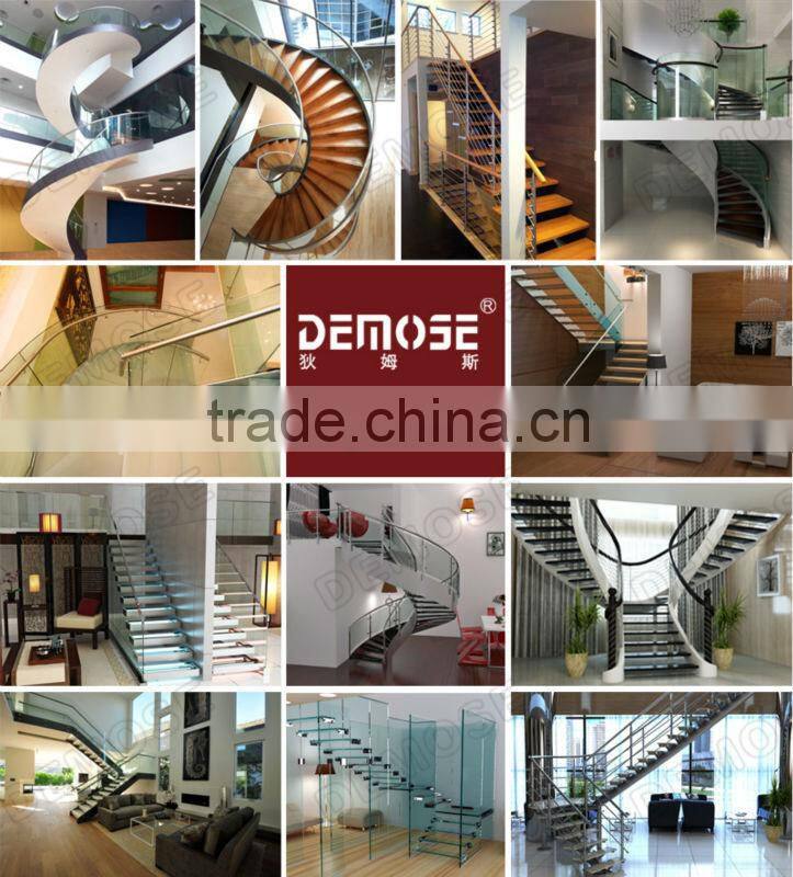 Elegant glass step Stainless Steel handrail and baluster Stairs