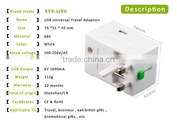 All in one EU USA Australia UK travel plug World Travel USB Power Adapter