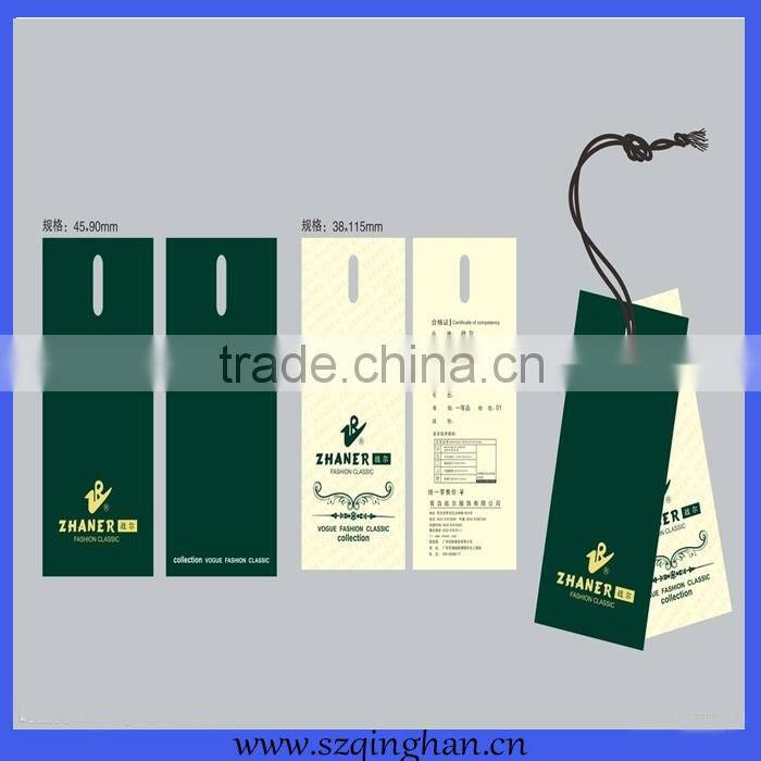 Customized Logo Paper Custom Printed Hang Tag for Garment Clothing