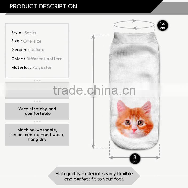 high quality bulk socks 3d digital full print colorful ankle socks unisex hot sale stretch spandex