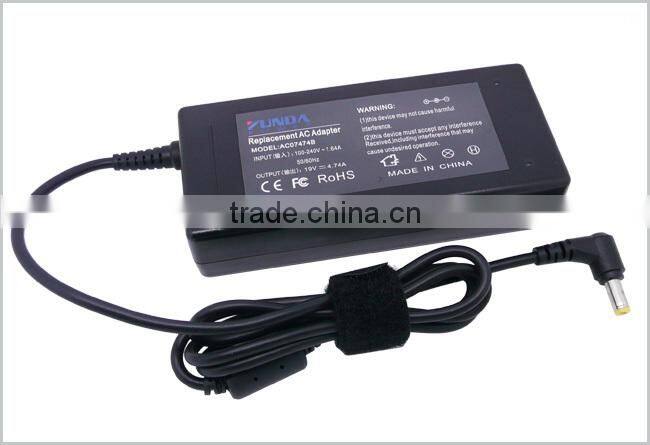 Manufacturer 19V 4.74A Laptop adapter for Acer with DC Size 5.5mm x 1.7mm