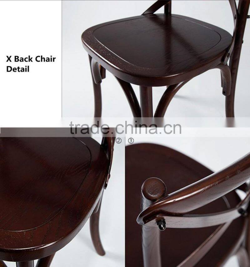 Oak wood x cross back chairs with soft cushions