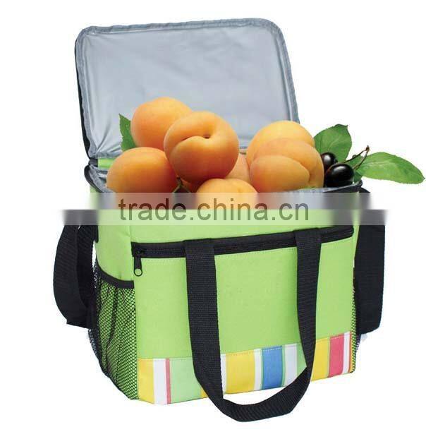 Promotional oxford double layer cooler bag with long shoulder strap