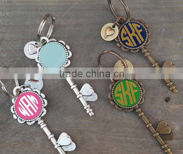 Personalized Engraved Monogram Stainless Steel Tassel Keychain
