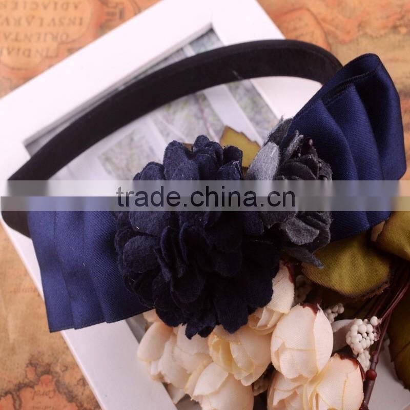 Knitting Felt Flower Ribbon Bow Headband For Teen Girls