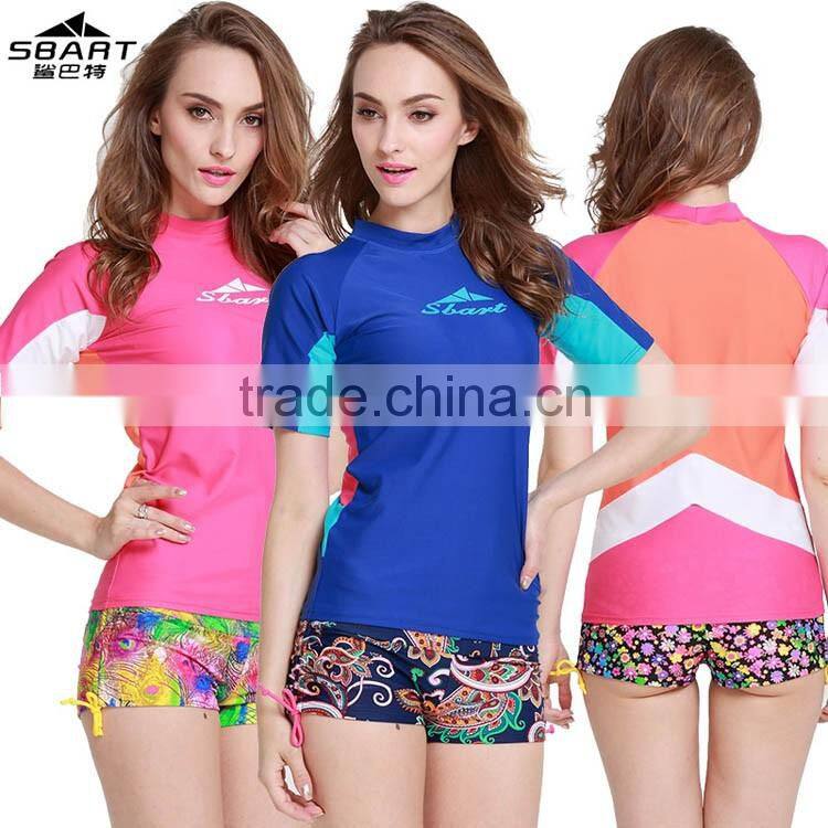 2016 top selling sun protection waterproof short sleeve surfing wetsuit cloth