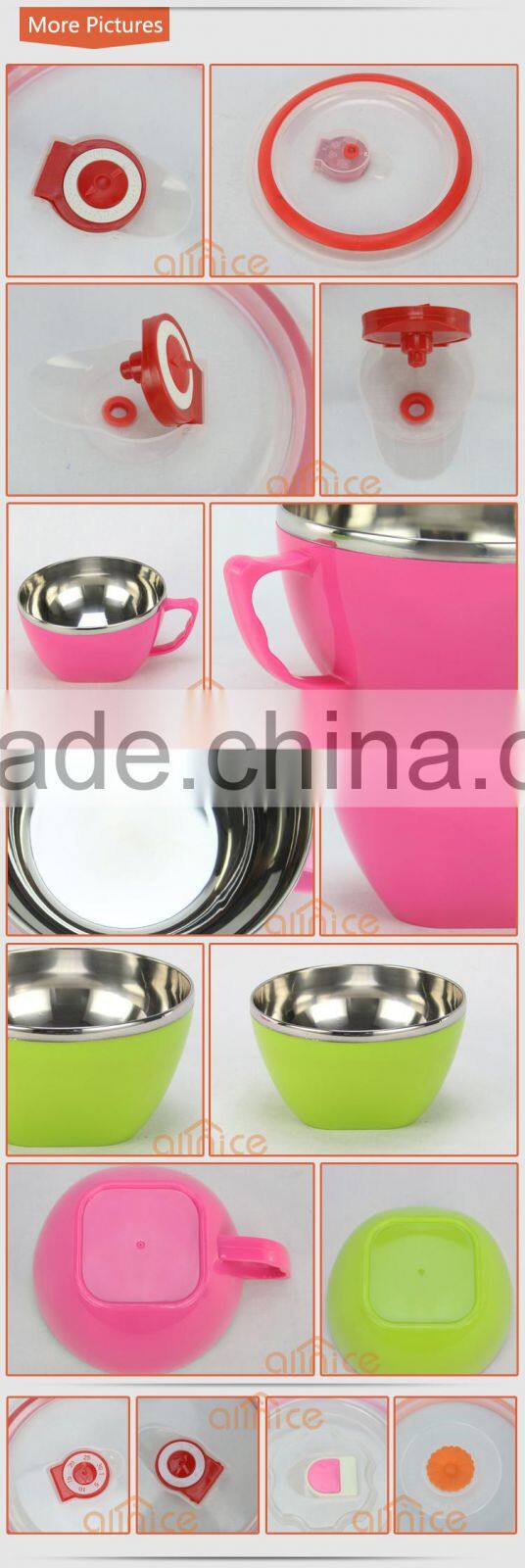 Chaoan Caitang 5.2"/ 6.0"/ 7.2"Perfect for prepping PP outer/SS inner Plasti container lunch bowl with handle air tight lids