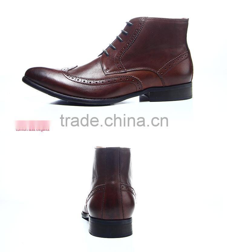 Brogues style high quality leather mes dress boots