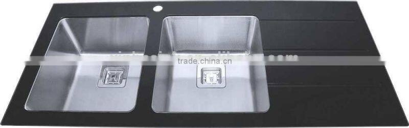 Countertop stainless steel washroom glass basin