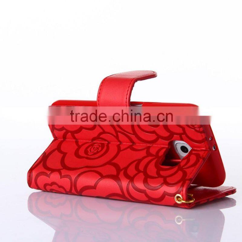 New arrival piriting leather filp case for samsung s6