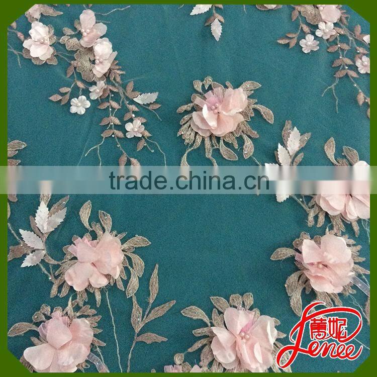 NEW ARRIVAL APPLIQUE EMBROIDERY FABRIC FOR PARTY DRESS