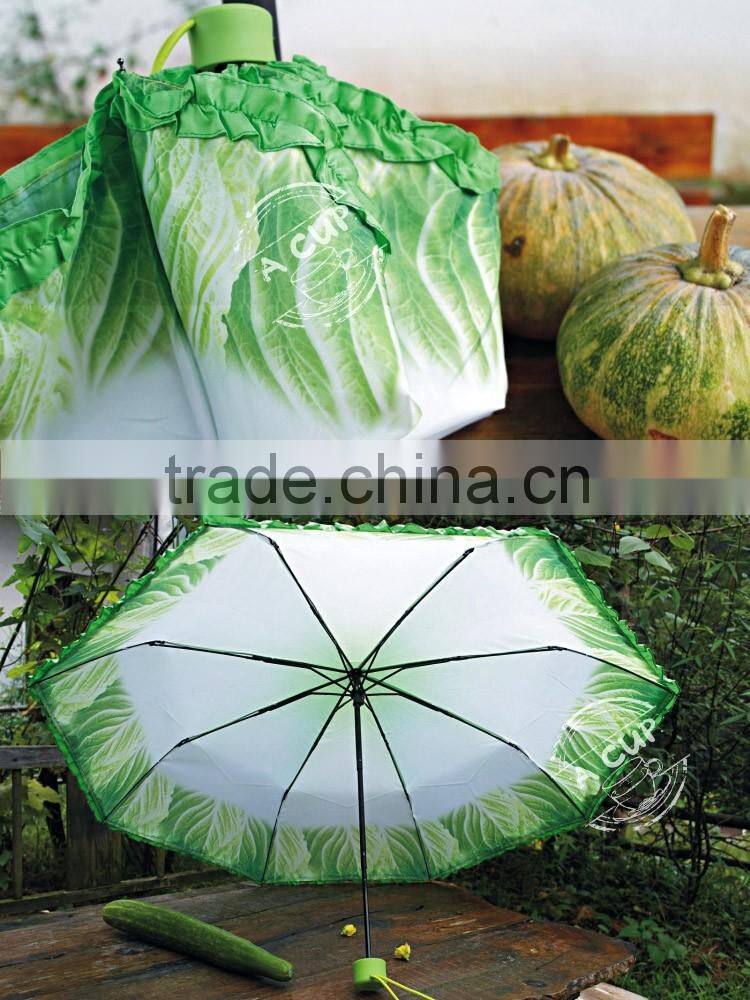 Hot Sell Cabbage Umbrella Sun And Rain Folding Unique Umbrella Cabbage Shape Umbrella