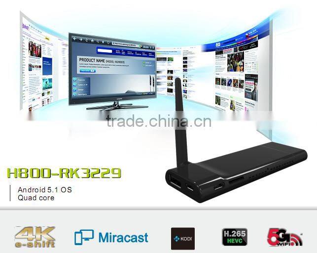 2016 Newest RK3229 Smart 5G wifi dongle Miracast Airplay Quad Core 1G/8G TV stick Support 4K*2K H.265 VP9 HDMI 2.0 Mini PC