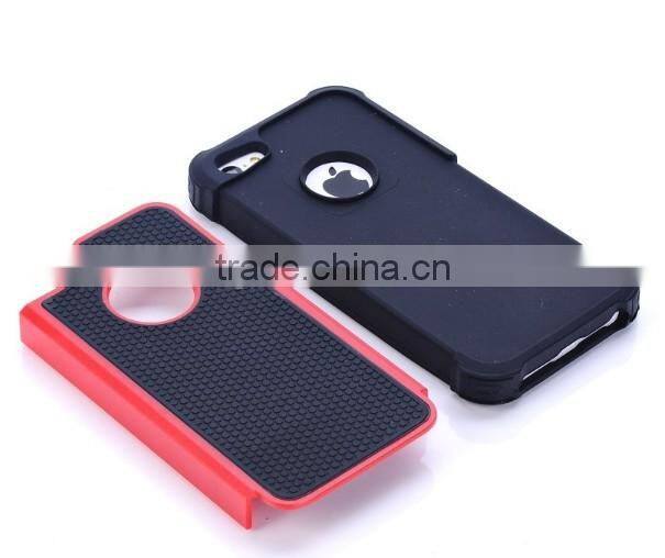 2014 Hot Design Soft Silicon Case With Hard Back Case For iPhone 5 5S