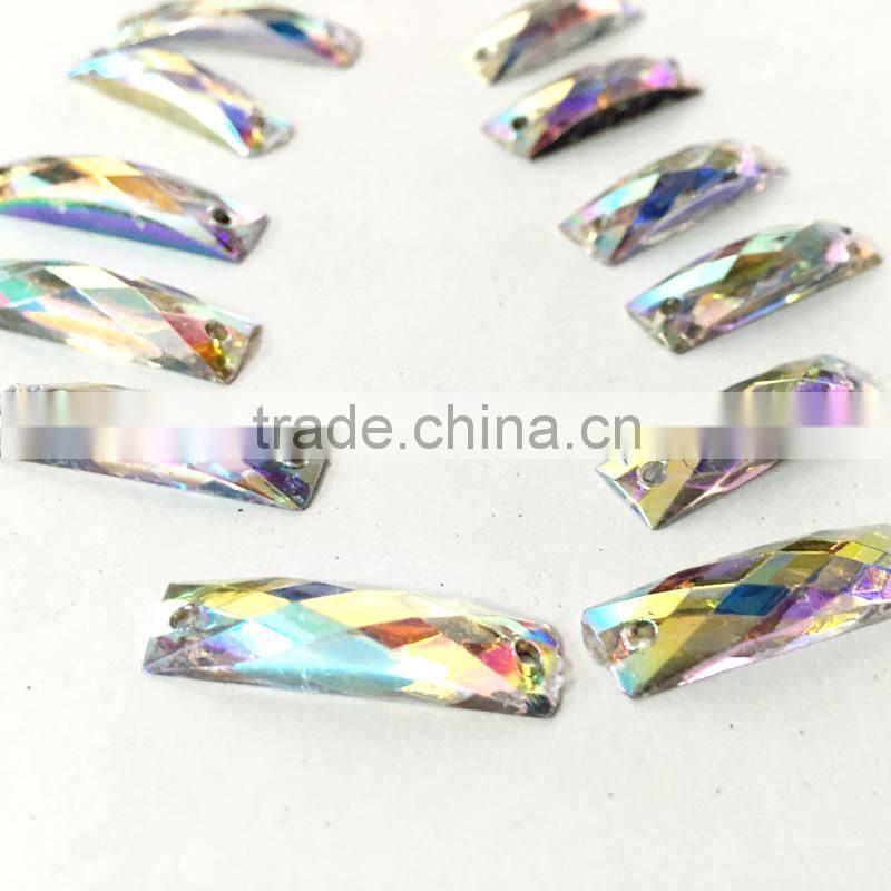 7*21 ab color rectangle flat back faceted sewing on craft trimming garment accessories sew on 2 holes