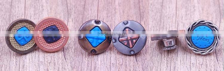 Designed high quality gold logo brown metal button rivet