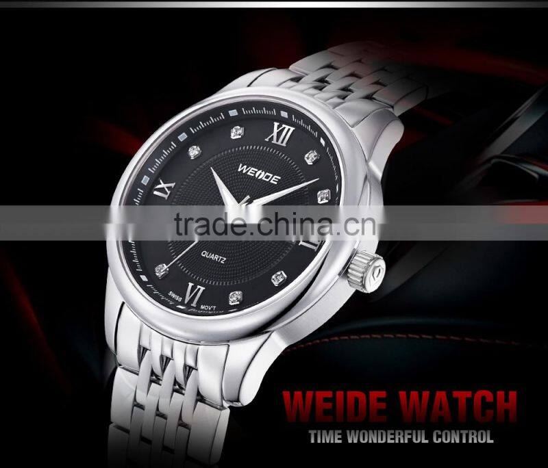 WEIDE full stainless steel wrist watch high quality quartz watches men