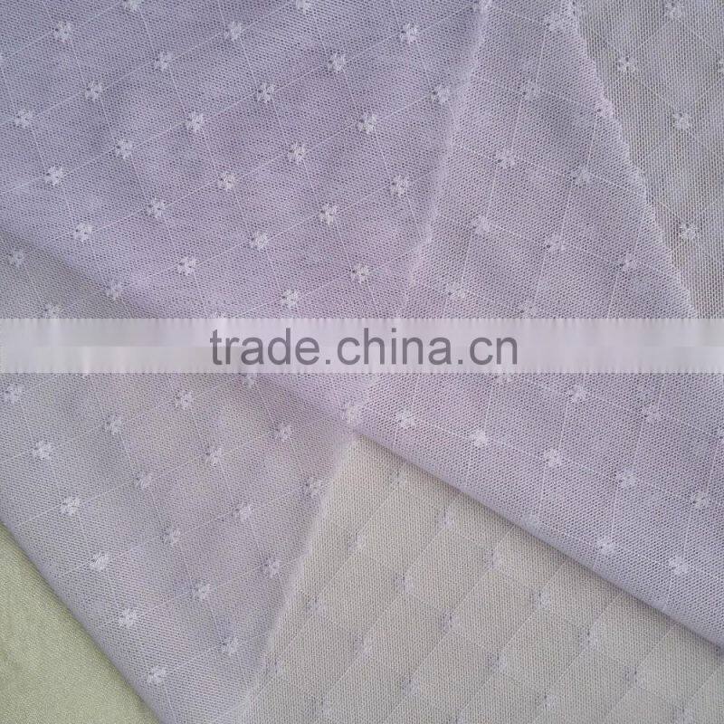 Warp knit lingerie use plaid pattern nylon spandex mesh jacquard fabric