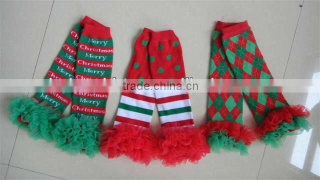 Wholesale boutique kaiya Baby christmas knitted Chevron Ruffle Leg Warmer