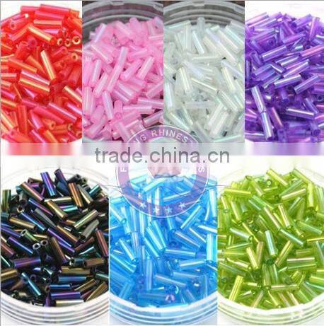 Feilang wholesale hollow colorful tube glass beads