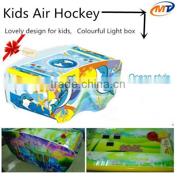 Elephant CE Approved coin operated air hockey table game machine with LED lights for amusement park