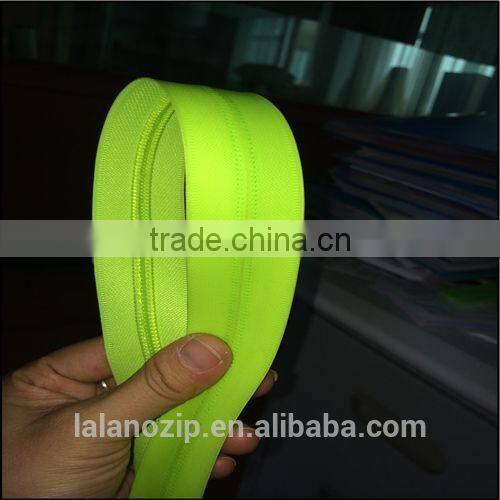 NO.7 open end seamless zipper for mattress cover with neon green fashion color