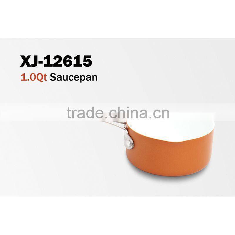 stainless steel handle sauce pans with 2 spouts XJ-12615