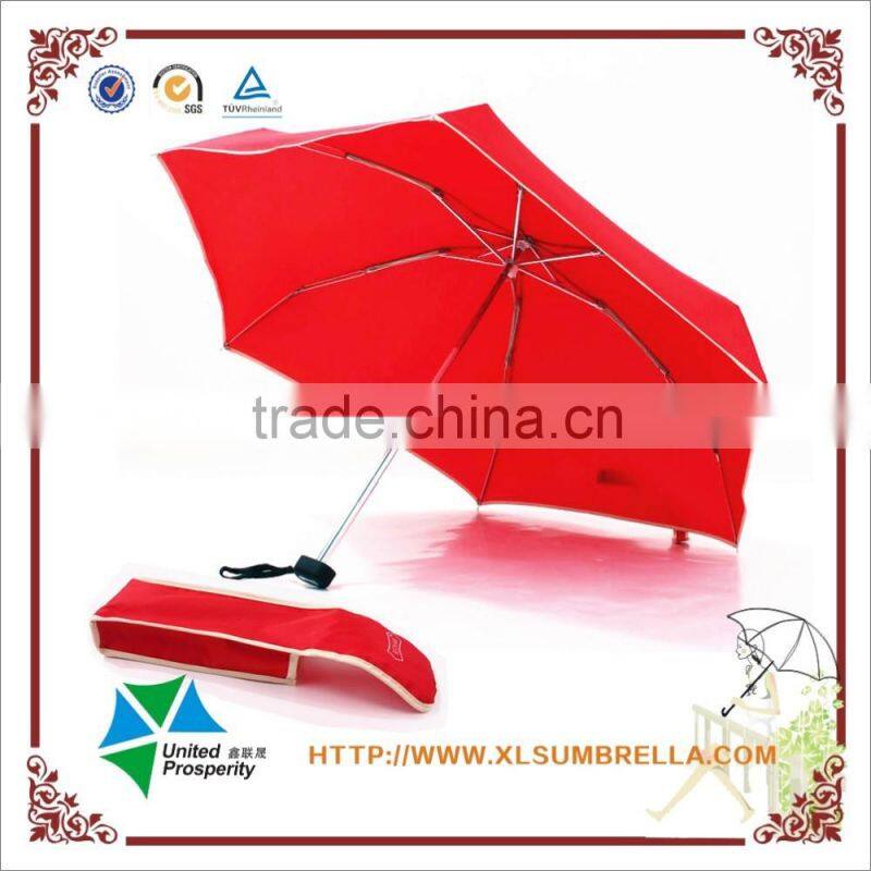 Solid pongee aluminium shaft manual open 5 fold umbrella