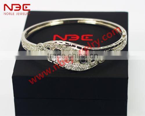 2015 wax mocro pave setting silver bangle,most popular silver bangle for girls and women