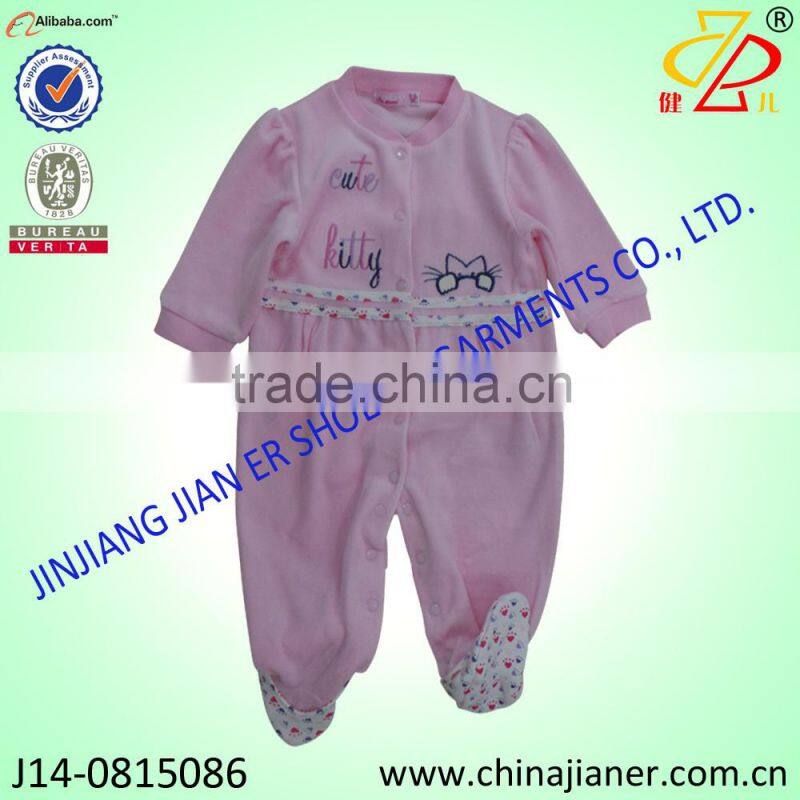 new design 100%cotton wholesale cute winter baby romper velvet