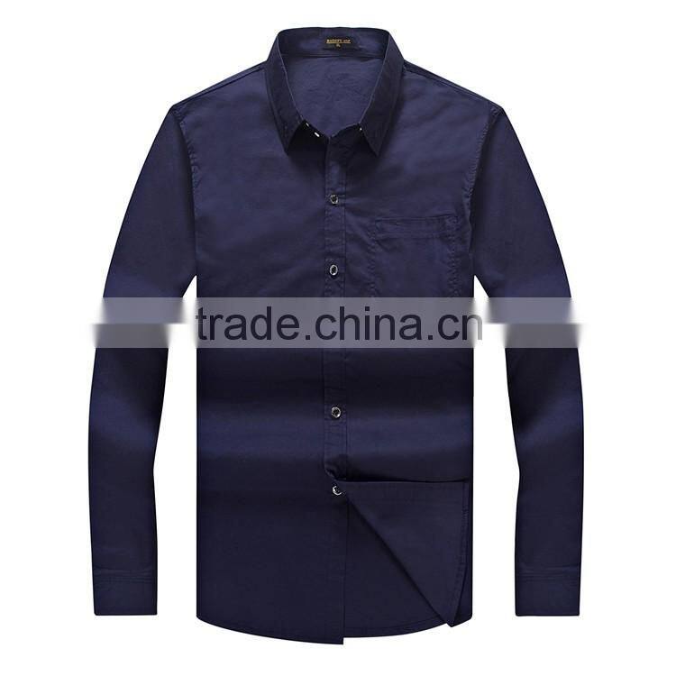 Plain Black Trendy High quality Dress/office long sleeve shirt for latest best quality men square collar