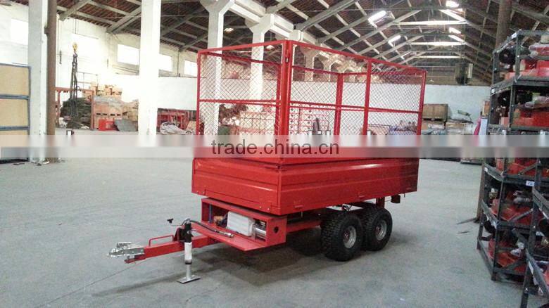 4Wheel Dump trailer with hydraulic power unit,self-dump trailer,single axle trailer