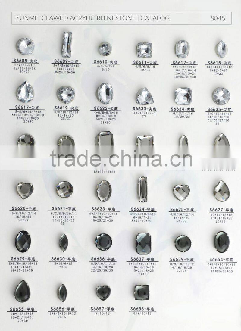 Hot Sale Shiny Sew on Rhinestone Metal Claw Setting Crystals