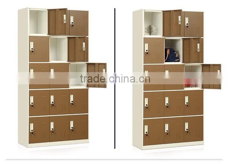 15 door stainless steel wardrobe multi-door clothes cabinet locker with 5 layers