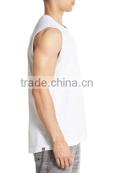 Daijun OEM slim fit 100% cotton plain man white tank tops in bulk