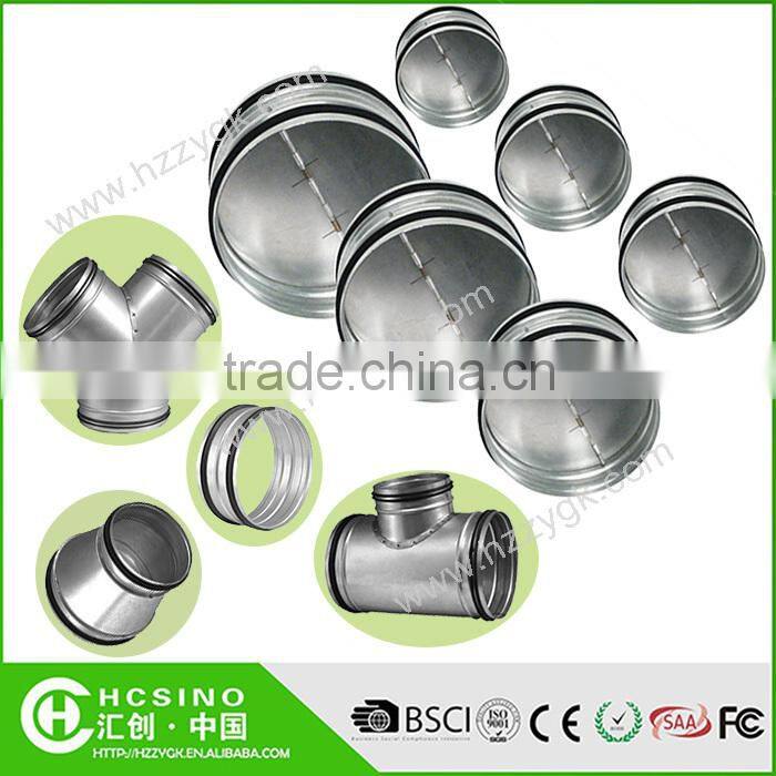 Ducting Fitting Galvanized Steel Y Tee, 3-Way Tube Duct Fitting Connector