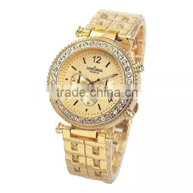 geneva rhinestone diamond metal women gold wrist watch
