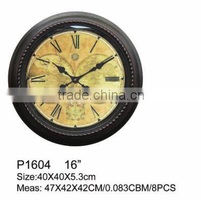 hot selling round old style 16inch plastic wall cloc