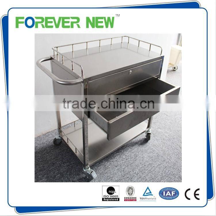 YXZ-A025 stainless steel emergency metal trolley,price for hospital dressing trolley