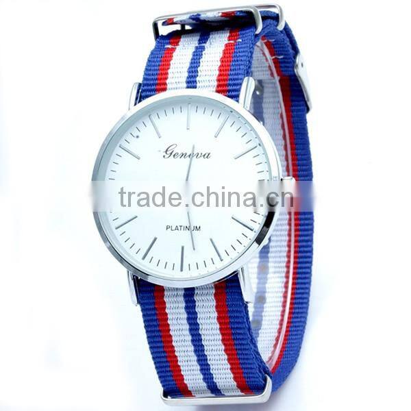 2016 New Arrivals Striped Canvas Geneva Watch Price