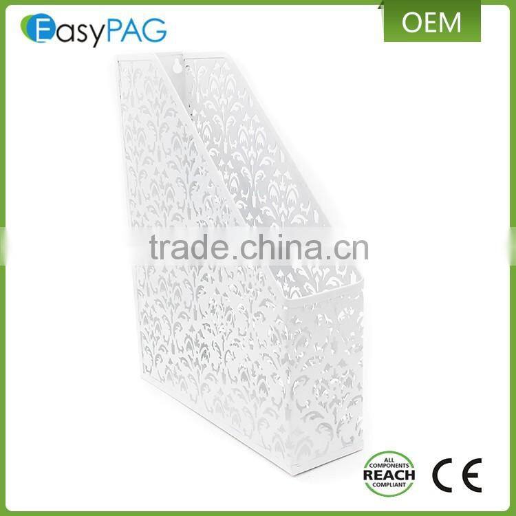 Wholesale embossing 1 compartment wrought iron office desk file magazine rack