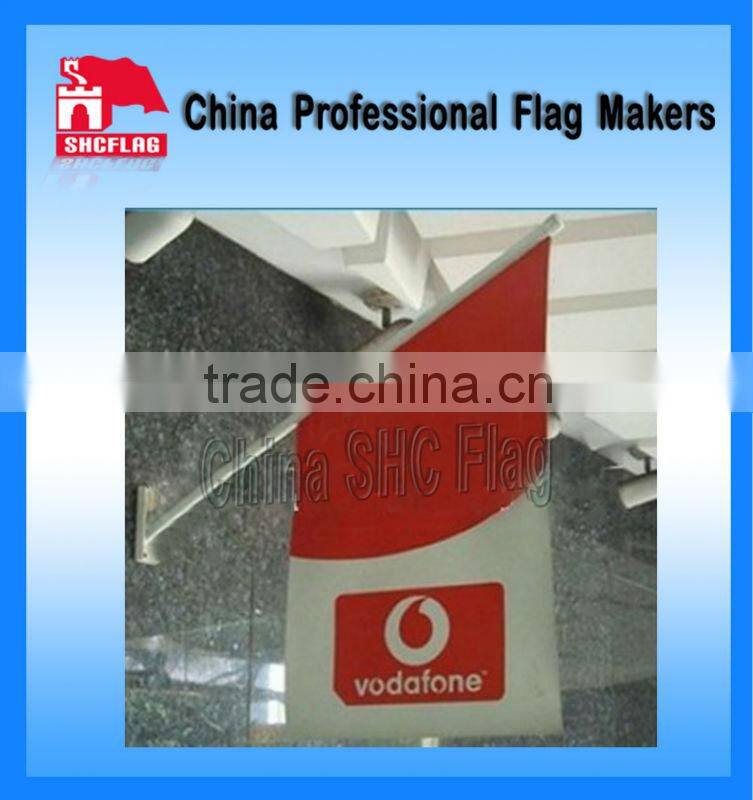 Custom wall flag with adjustable angle bracket