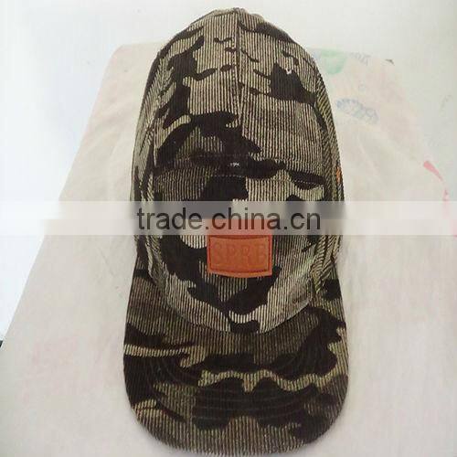 leather patch custom logo cheap custom corduroy camo 5 panel hats