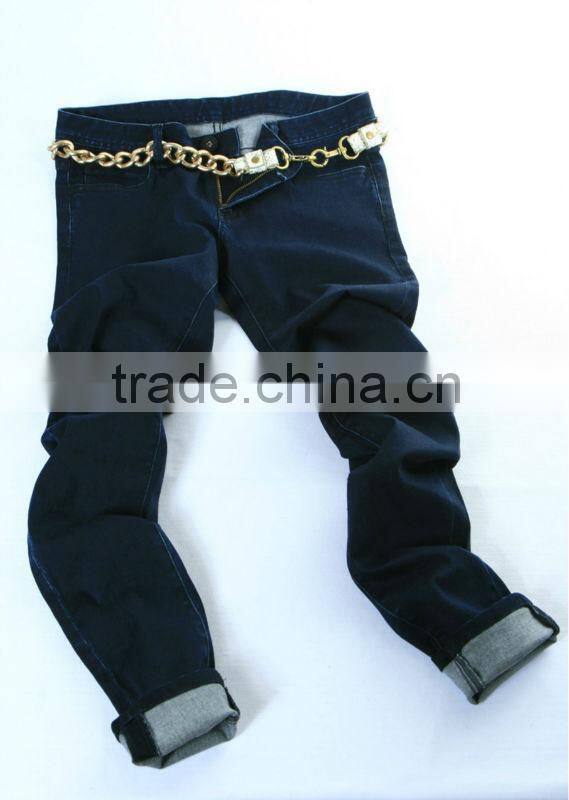 Dark Blue 8.8 oz 52/54" Wide Combed Yarn Satin Weave Organic Cotton Spandex Denim Fabric