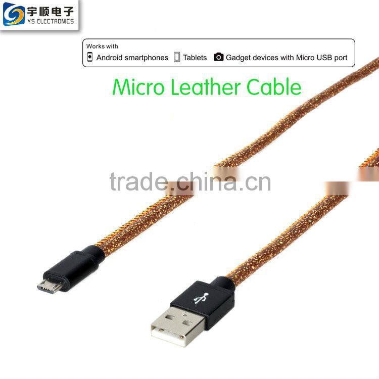 1M Micro Leather Cable for Samsung/Smartphone