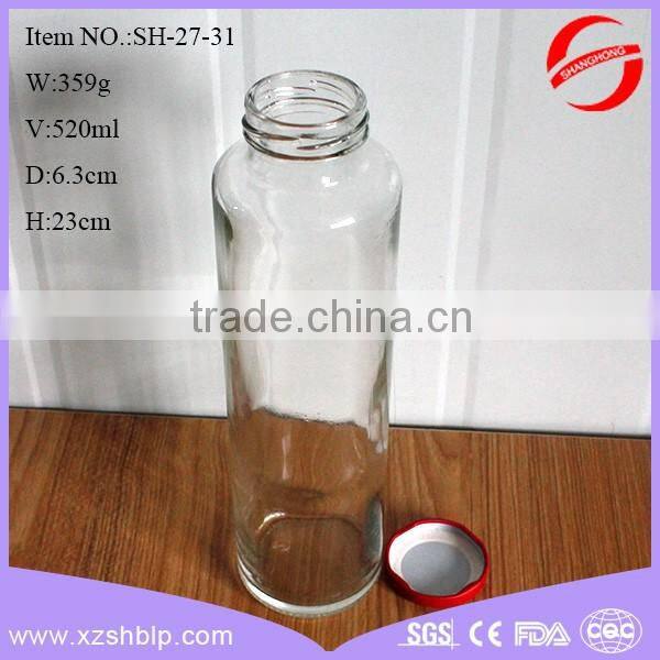 500ml glass juice bottle with lug cap