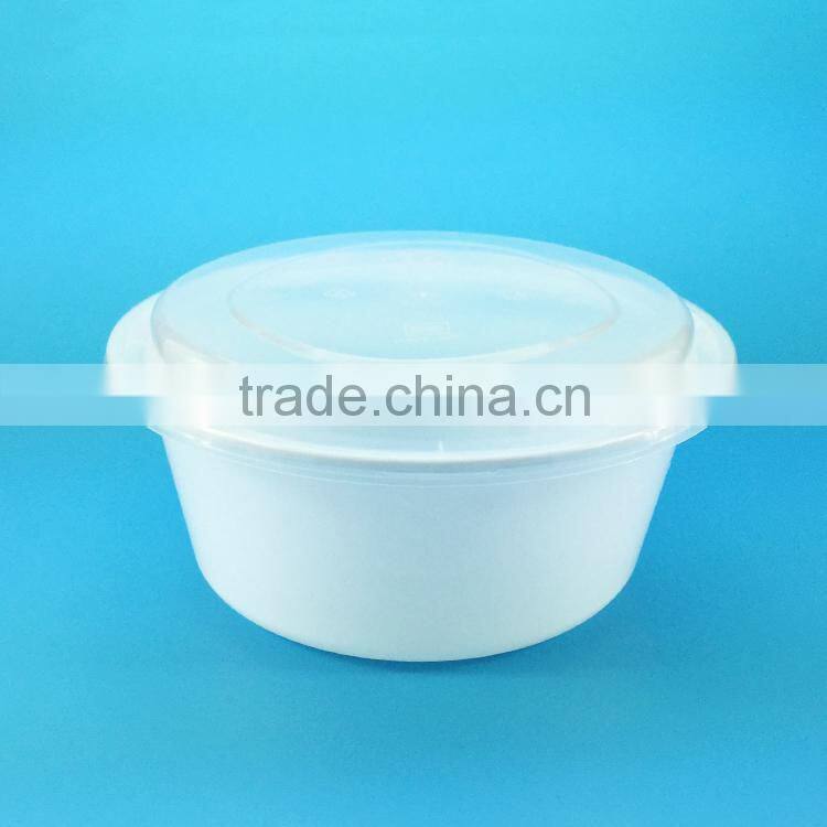 1250ml disposable round lunch box with lock clear and white color food packaging lunch box