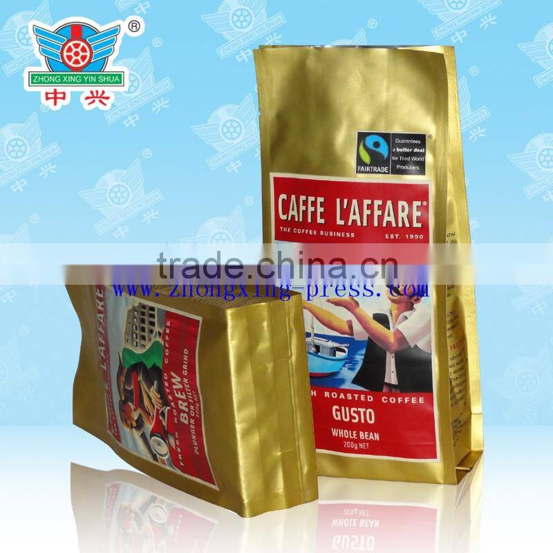 custom printed coffee pouch with coffee bean packaging bags foil coffee bags