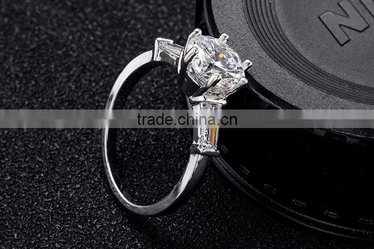 Women's jewelry silver plating white zircon luxury adjustable engagement rings