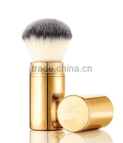 Beauty Golden Metal Synthetic Hair Retractable Powder Makeup Brush